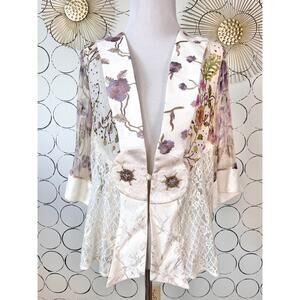 Vintage Violet Kay Kimono Blouse Silk Blend S Fairy Whimsy Floral Beaded Dainty